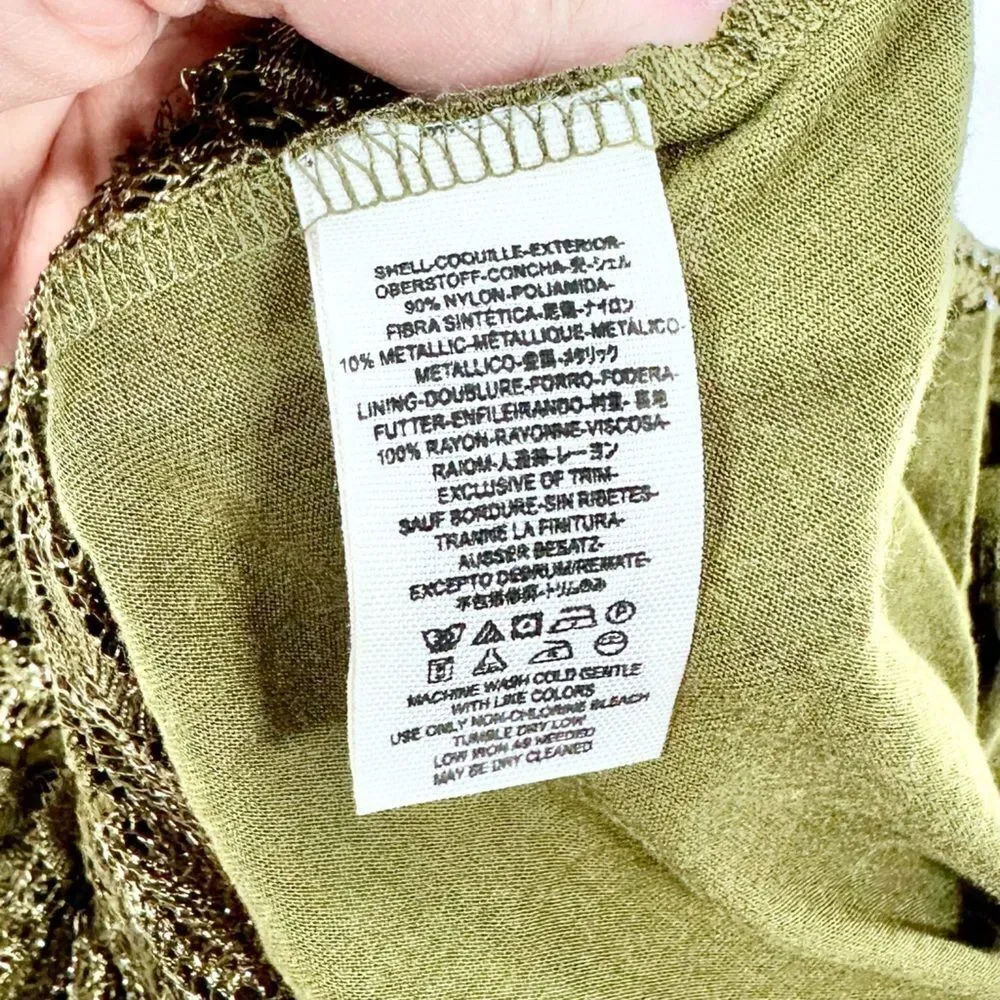 Free people foiled again olive green lace body con mini dress S